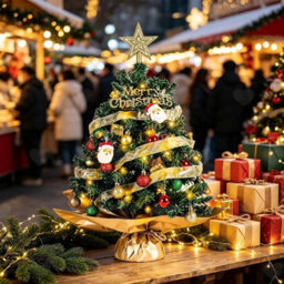 Amorly 60Cm Tabletop Mini Christmas Tree With Led Lights, Compact Desktop Holiday Ornament For Home, Living Room And Office Xmas Displays - thumbnail 1