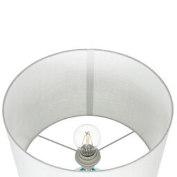 Beliani Turquoise Ceramic Table Lamp With Floral-Carved Base And White Cotton Shade, 58Cm - thumbnail 5