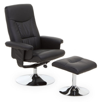 Orsina Comfortable Black Leather Effect Recliner, Modern Retro Recliner For Livingroom, Functional Swivel Recliner - image 1