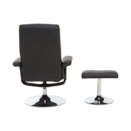 Orsina Comfortable Black Leather Effect Recliner, Modern Retro Recliner For Livingroom, Functional Swivel Recliner - thumbnail 4