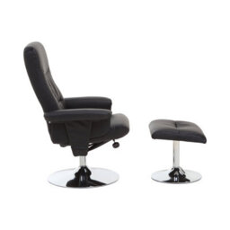 Orsina Comfortable Black Leather Effect Recliner, Modern Retro Recliner For Livingroom, Functional Swivel Recliner - thumbnail 3