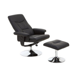 Orsina Comfortable Black Leather Effect Recliner, Modern Retro Recliner For Livingroom, Functional Swivel Recliner - thumbnail 2