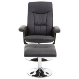 Orsina Comfortable Black Leather Effect Recliner, Modern Retro Recliner For Livingroom, Functional Swivel Recliner - thumbnail 6