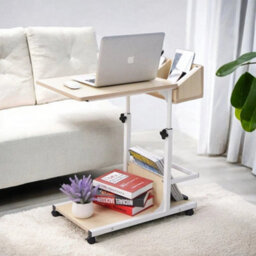 White Maple Over Bed Chair Table Desk Hospital Height Adjustable Overbed Laptop Stand - thumbnail 3
