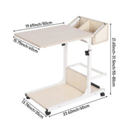 White Maple Over Bed Chair Table Desk Hospital Height Adjustable Overbed Laptop Stand - thumbnail 5