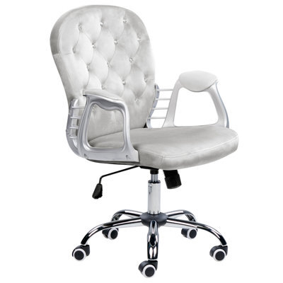 Beliani Desk Chair Princess Velvet Light Grey - image 1