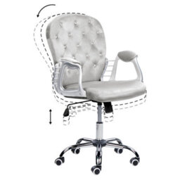 Beliani Desk Chair Princess Velvet Light Grey - thumbnail 8