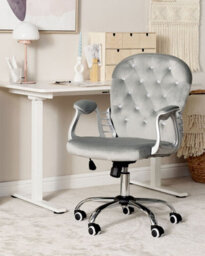 Beliani Desk Chair Princess Velvet Light Grey - thumbnail 2