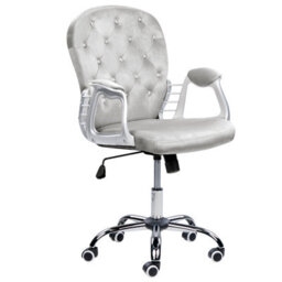 Beliani Desk Chair Princess Velvet Light Grey - thumbnail 5