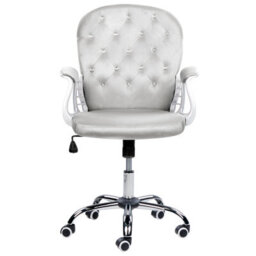 Beliani Desk Chair Princess Velvet Light Grey - thumbnail 6