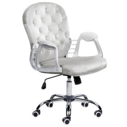 Beliani Desk Chair Princess Velvet Light Grey - thumbnail 1