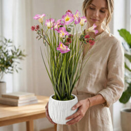 Crystals 50Cm Modern Faux Artificial Morning Glory Plantsplants In Pot Silk Flowers - thumbnail 7