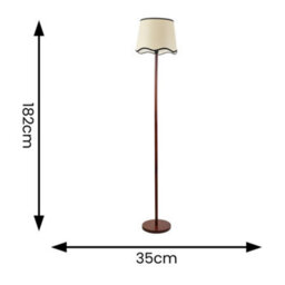 Valuelights Heather Dark Wood Single Stem Floor Lamp With Scallop Black Trim Tapered Shade - thumbnail 4
