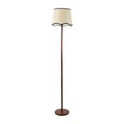 Valuelights Heather Dark Wood Single Stem Floor Lamp With Scallop Black Trim Tapered Shade - thumbnail 2