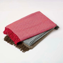 Homescapes Malda Red & White Cotton Throw With Tassels 225 X 255 Cm - thumbnail 5