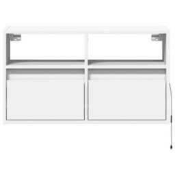 Berkfield Tv Wall Cabinet With Led Lights White 80X31X45 Cm - thumbnail 6