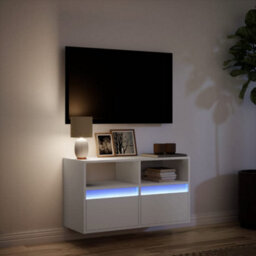 Berkfield Tv Wall Cabinet With Led Lights White 80X31X45 Cm - thumbnail 5