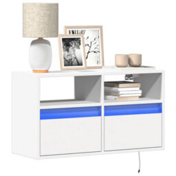 Berkfield Tv Wall Cabinet With Led Lights White 80X31X45 Cm - thumbnail 1