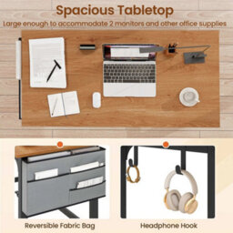 120Cm Mobile Desk W/ Storage Bag Teak - thumbnail 5