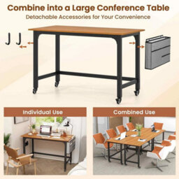 120Cm Mobile Desk W/ Storage Bag Teak - thumbnail 6