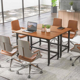 120Cm Mobile Desk W/ Storage Bag Teak - thumbnail 7