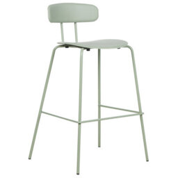 Wyld And Coco Set Of 2 Light Green Counter-Height Bar Stools With Powder-Coated Metal Legs - thumbnail 4