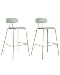 Wyld And Coco Set Of 2 Light Green Counter-Height Bar Stools With Powder-Coated Metal Legs - thumbnail 3