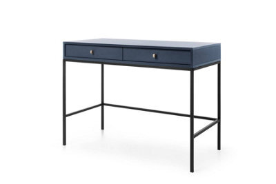 Arte Mono Contemporary Dressing Table Computer Desk 2 Drawers Navy (H)780mm (W)1040mm (D)500mm - image 1
