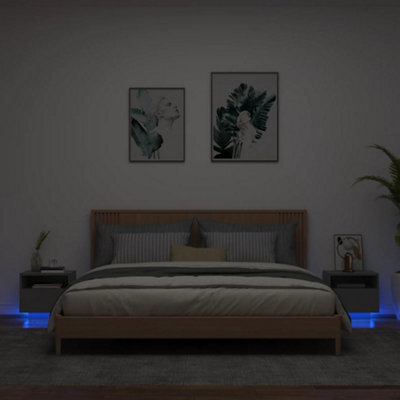 Berkfield Bedside Cabinets With Led Lights 2 Pcs Black 40X39X37 Cm - image 1