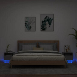 Berkfield Bedside Cabinets With Led Lights 2 Pcs Black 40X39X37 Cm - thumbnail 1