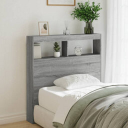 Berkfield Headboard Cabinet With Led Grey Sonoma 100X17X102 Cm - thumbnail 1