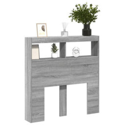Berkfield Headboard Cabinet With Led Grey Sonoma 100X17X102 Cm - thumbnail 5