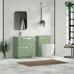 Royal Bathrooms Orion 600mm Mint Sage 2 Drawer Floor Standing Bathroom Vanity Unit With Carrara White Basin & Chrome Accent Trim - thumbnail 3