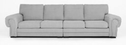 Verona 4 Seater Sofa Light Grey Velour Fabric Chesterfield Style Full Back Cushions - thumbnail 2