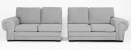 Verona 4 Seater Sofa Light Grey Velour Fabric Chesterfield Style Full Back Cushions - thumbnail 3