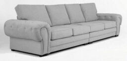 Verona 4 Seater Sofa Light Grey Velour Fabric Chesterfield Style Full Back Cushions - thumbnail 1