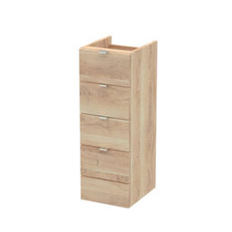 Hudson Reed Fusion Floor Standing 4 Drawer Cabinet, Soft Close Metal Drawers, Mfc Bleached Oak, 300X355X864mm
