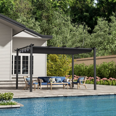 Thehotsale 4 X 3M Aluminium Pergola Gazebo With Retractable Canopy Sun Shade Shelter For Backyard - image 1