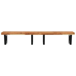 Berkfield Basin Shelf Wall Mounted Steel And Solid Wood Acacia - thumbnail 4