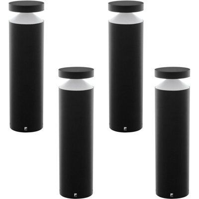 4 Pack Ip44 Outdoor Black Led Pedestal Lights - Modern Cast Aluminium Design - image 1