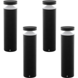 4 Pack Ip44 Outdoor Black Led Pedestal Lights - Modern Cast Aluminium Design - thumbnail 1