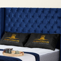 UKBEDFURNITURE Windsor Wingback Blue Plush Valvet Upholstered Bed Frame Only - Slatted Base - 48 Inch Headboard - thumbnail 2