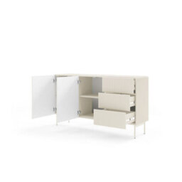 Arte Muti Sideboard Cabinet 147 Cm In Cashmere - Warm Textured Storage With Seamless Drawer Access - thumbnail 2