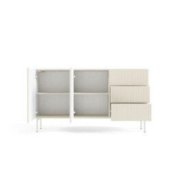Arte Muti Sideboard Cabinet 147 Cm In Cashmere - Warm Textured Storage With Seamless Drawer Access - thumbnail 4