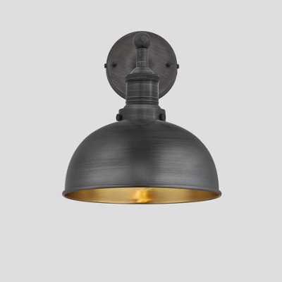 Industville Brooklyn Dome Wall Light, 8 Inch, Pewter & Brass, Pewter Holder - image 1