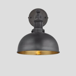 Industville Brooklyn Dome Wall Light, 8 Inch, Pewter & Brass, Pewter Holder - thumbnail 1