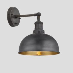 Industville Brooklyn Dome Wall Light, 8 Inch, Pewter & Brass, Pewter Holder - thumbnail 2