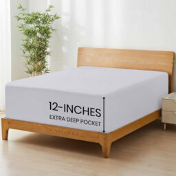 Bedlooms Super King Fitted Sheet 30 Cm Extra Deep-Brushed Microfiber Deep Pocket Elasticated Fitted Bed Sheets Silver, 180X200Cm - thumbnail 2