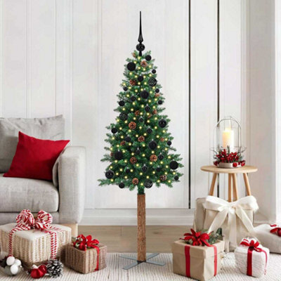 Vidaxl Slim Christmas Tree Green 150 Cm Pvc And Solid Pine Wood - image 1