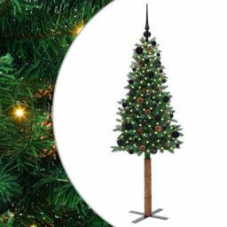 Vidaxl Slim Christmas Tree Green 150 Cm Pvc And Solid Pine Wood - thumbnail 2